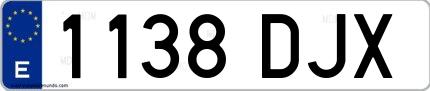 Ejemplo de matrícula española 1138 DJX