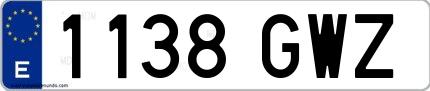 Ejemplo de matrícula española 1138 GWZ