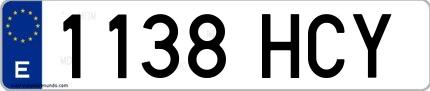 Ejemplo de matrícula española 1138 HCY