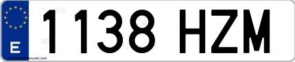 Ejemplo de matrícula española 1138 HZM