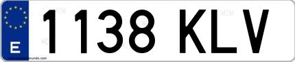 Ejemplo de matrícula española 1138 KLV