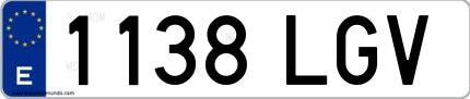 Ejemplo de matrícula española 1138 LGV