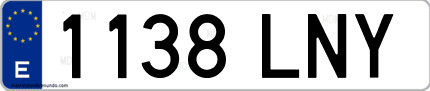 Ejemplo de matrícula de coche ordinaria 1138 LNY