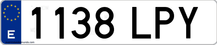 Ejemplo de matrícula de coche ordinaria 1138 LPY