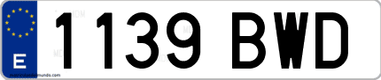 Ejemplo de matrícula de coche ordinaria 1139 BWD