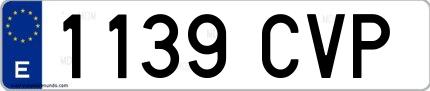 Ejemplo de matrícula española 1139 CVP