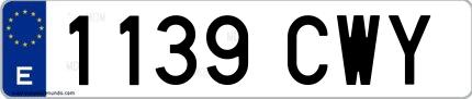 Ejemplo de matrícula española 1139 CWY