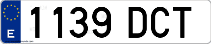 Ejemplo de matrícula de coche ordinaria 1139 DCT
