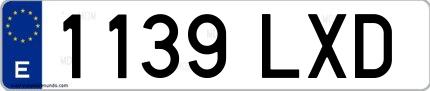 Ejemplo de matrícula española 1139 LXD