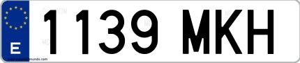 Ejemplo de matrícula de coche ordinaria 1139 MKH