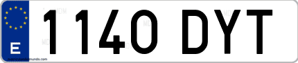 Ejemplo de matrícula de coche ordinaria 1140 DYT