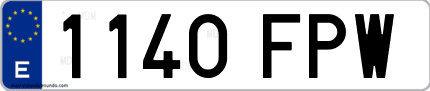 Ejemplo de matrícula de coche ordinaria 1140 FPW