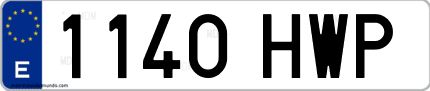 Ejemplo de matrícula de coche ordinaria 1140 HWP
