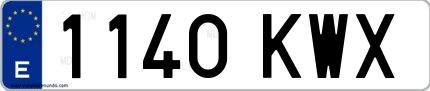 Ejemplo de matrícula española 1140 KWX