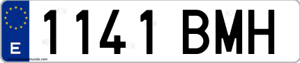 Ejemplo de matrícula de coche ordinaria 1141 BMH