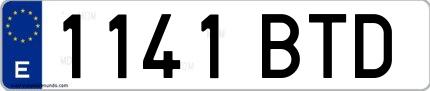 Ejemplo de matrícula española 1141 BTD