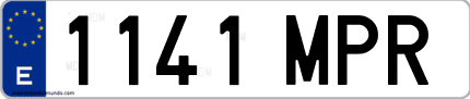 Ejemplo de matrícula de coche ordinaria 1141 MPR