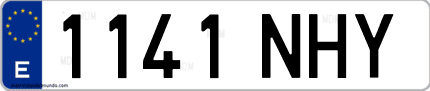 Ejemplo de matrícula de coche ordinaria 1141 NHY