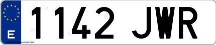 Ejemplo de matrícula de coche ordinaria 1142 JWR