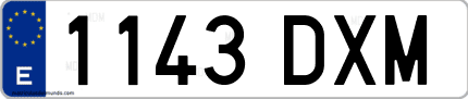 Ejemplo de matrícula de coche ordinaria 1143 DXM