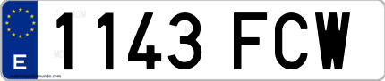 Ejemplo de matrícula de coche ordinaria 1143 FCW