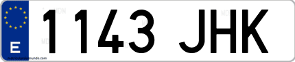 Ejemplo de matrícula de coche ordinaria 1143 JHK