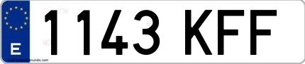 Ejemplo de matrícula de coche ordinaria 1143 KFF