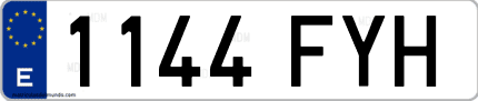 Ejemplo de matrícula de coche ordinaria 1144 FYH