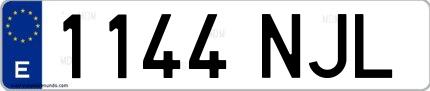 Ejemplo de matrícula española 1144 NJL