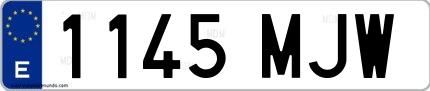 Ejemplo de matrícula española 1145 MJW