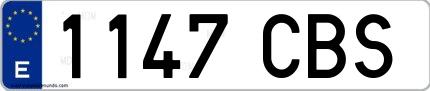 Ejemplo de matrícula de coche ordinaria 1147 CBS