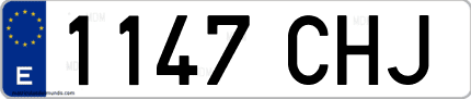 Ejemplo de matrícula de coche ordinaria 1147 CHJ