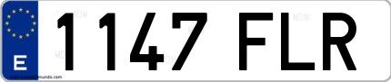 Ejemplo de matrícula de coche ordinaria 1147 FLR