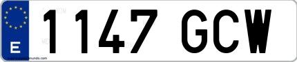 Ejemplo de matrícula española 1147 GCW