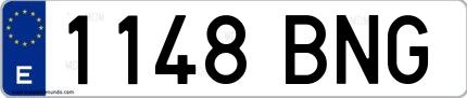 Ejemplo de matrícula española 1148 BNG