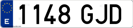 Ejemplo de matrícula de coche ordinaria 1148 GJD