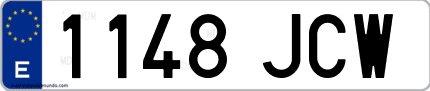 Ejemplo de matrícula de coche ordinaria 1148 JCW