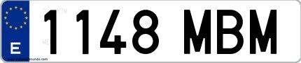 Ejemplo de matrícula española 1148 MBM