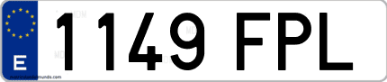 Ejemplo de matrícula de coche ordinaria 1149 FPL