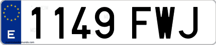 Ejemplo de matrícula de coche ordinaria 1149 FWJ