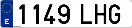 Ejemplo de matrícula de coche ordinaria 1149 LHG