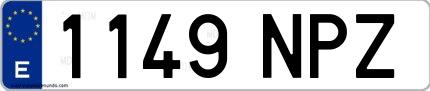 Ejemplo de matrícula española 1149 NPZ