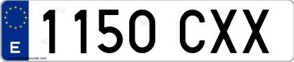 Ejemplo de matrícula española 1150 CXX