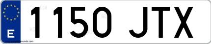 Ejemplo de matrícula española 1150 JTX