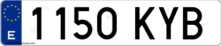 Ejemplo de matrícula de coche ordinaria 1150 KYB
