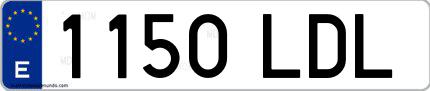 Ejemplo de matrícula española 1150 LDL