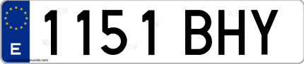 Ejemplo de matrícula de coche ordinaria 1151 BHY