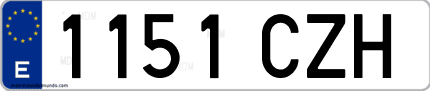 Ejemplo de matrícula de coche ordinaria 1151 CZH