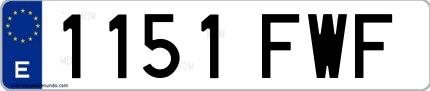 Ejemplo de matrícula española 1151 FWF