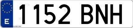 Ejemplo de matrícula española 1152 BNH